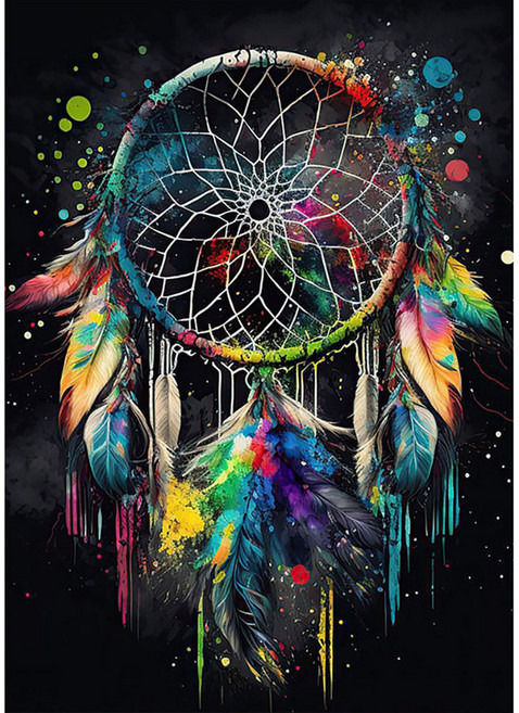 액자+보석십자수 드림캐처 인테리어소품 diy키트 AL-24091-3, 드림캐처-04, 원형비즈, 30×40cm(액자형), 1개