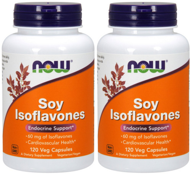 NOW Foods 大豆異黃酮素食膠囊 60mg, 120顆, 2罐