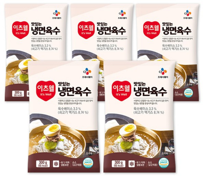 CJ 이츠웰 냉면육수 300g, 5개