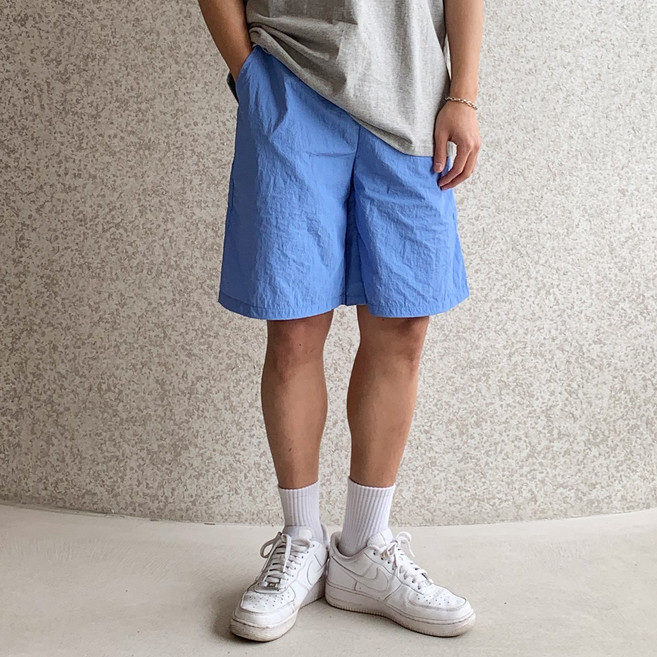 베럴댄나우 남성용 여름 나일론 바스락 와이드 밴딩 반바지