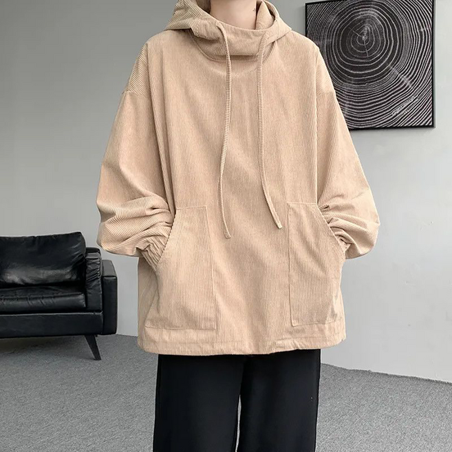 메인워크 남성 빅사이즈 후드맨투맨 긴팔 티셔츠 봄가을 간절기 코듀로이 스판 풀오버 데일리룩 기질 루즈핏 트레이닝 빈티지 코트 상의