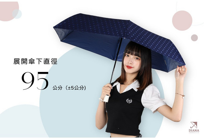 Diana質感緹花圓點全遮光自動傘 台灣福懋特級傘布 晴雨兼用抗UV