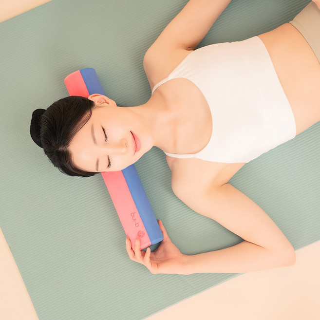 큐잉 EVA 폼롤러 미니 45cm 필라테스폼롤러 종아리마사지, 핑크/스카이블루, 1개