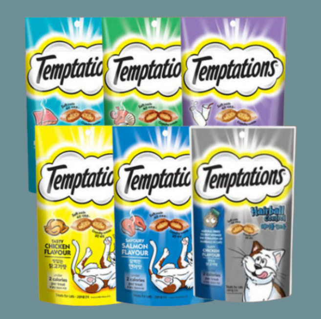 템테이션 트릿 고양이 간식 75g 메가팩 6종혼합, 6개, 혼합