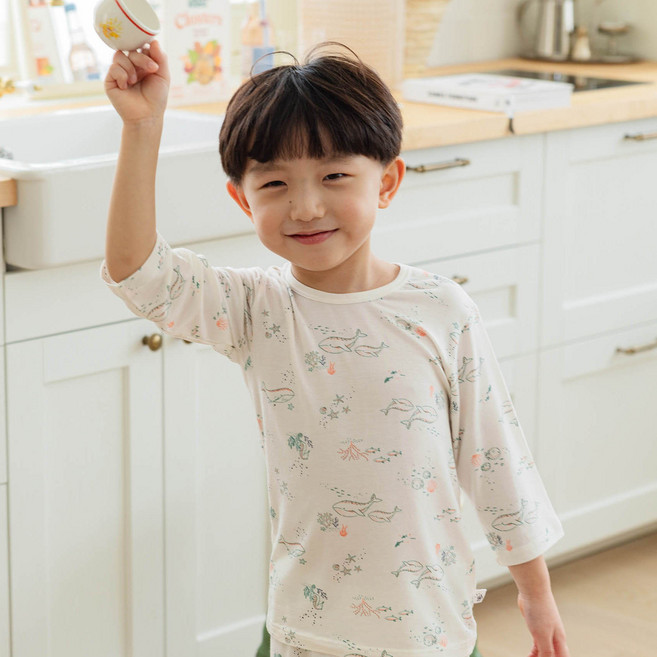 멜로미어스 7부 모달 실내복 씨웨일 아이보리