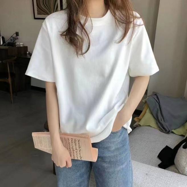 韓版蕾絲拼接短袖上衣女 夏季新款寬鬆顯瘦T恤