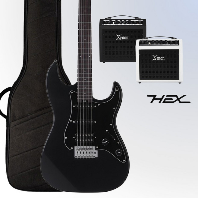 헥스 E100 BK 일렉기타 무광 블랙 앰프패키지 입문용 풀구성, 1개