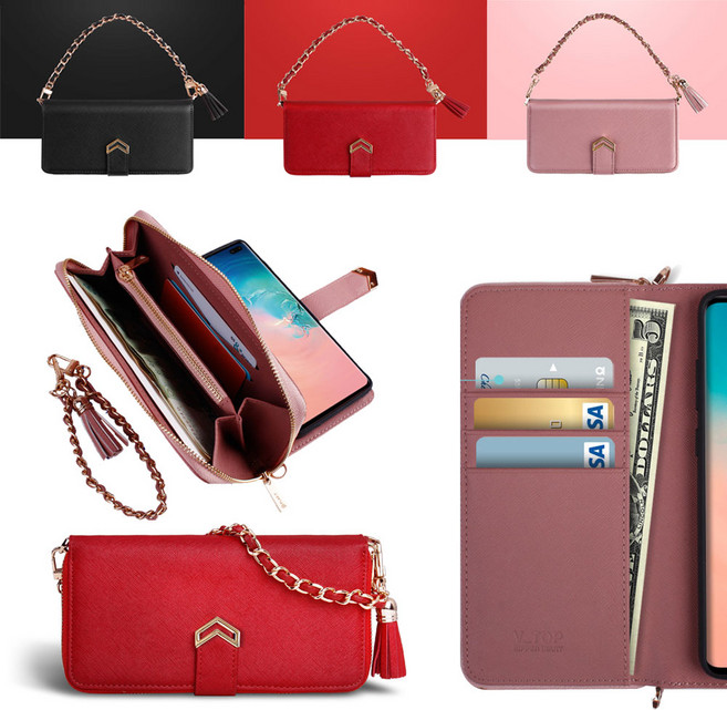 수납왕 깔끔한 지퍼형 스트랩 가죽 다이어리 휴대폰 핸드폰 케이스 + 폰메이트 총알 터치펜 증정