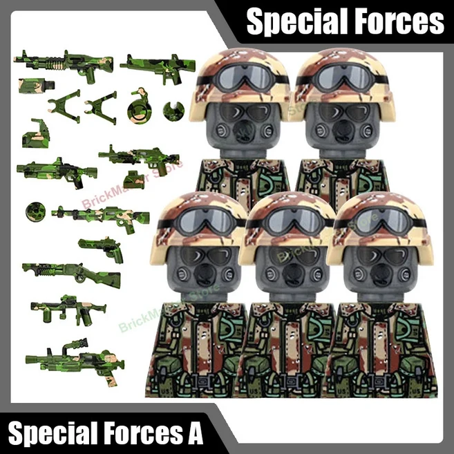 MOC 군사 특공대 빌딩 블록 러시아 영국 도시 SWAT 경찰 피규어 VDV 배낭 브릭 장난감 선물, 08 Special Forces A
