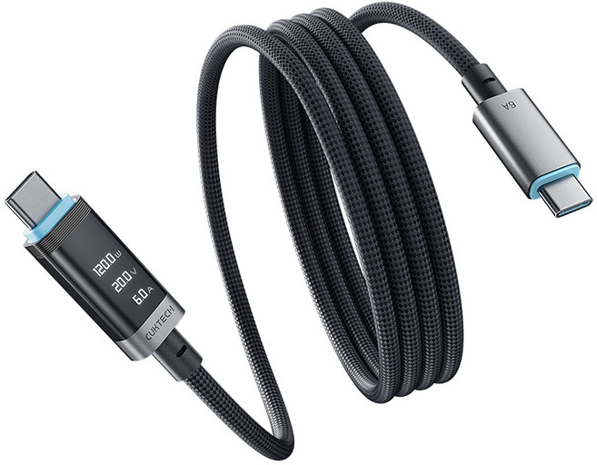 쿡테크 C타입-C타입 패브릭 디스플레이 마그네틱 꼬임방지 PD 240W PD3.1 고속충전 케이블 1.5m, 1개, 회색, 150mm