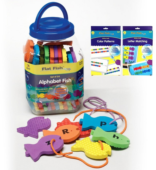 알파벳 물고기 Alphabet Fish 액티비티 카드 포함 영어 교구 단어만들기 색깔 패턴놀이 Flat Fish, 1개