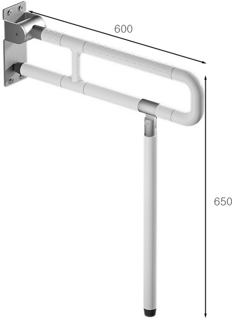 ABS화이트 장애인손잡이 화장실 양변기 상하가동식 T형 손잡이, 1개, 화이트