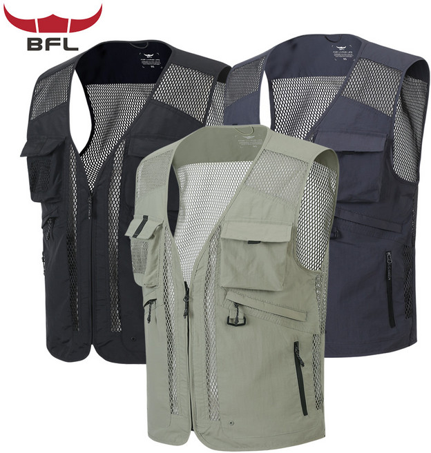 버팔로 봄 여름 남자 멀티포켓 메쉬 조끼 등산조끼 아웃도어조끼 작업복조끼