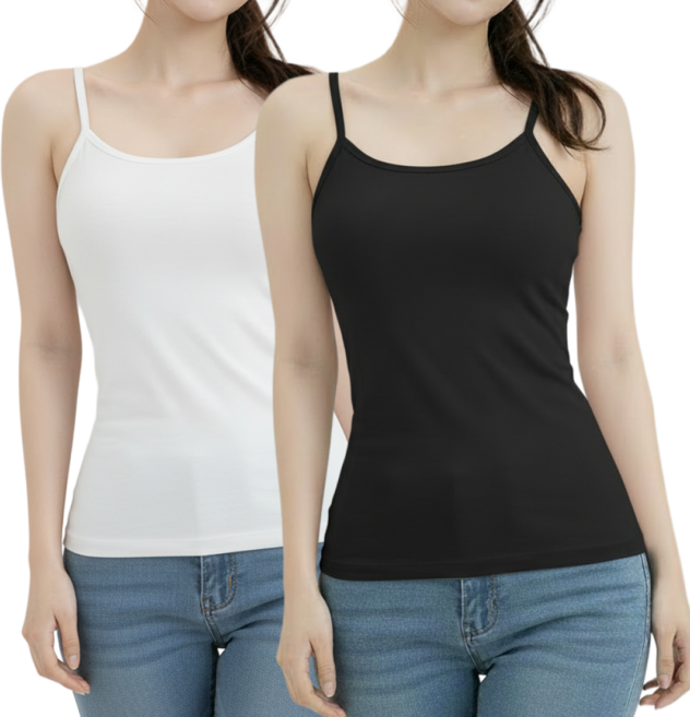 써니킥 스판 브라탑 캡내장 나시 1+1 2P