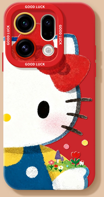 갤럭시s25케이스 고탄력 실리콘 헬로키티 빨간색 디자인