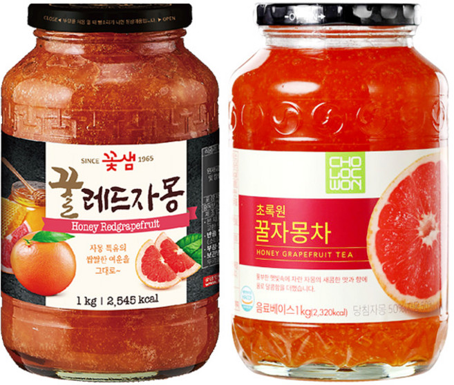 꽃샘 꿀레드자몽 1kg +초록원 꿀자몽차 1kg (2kg)