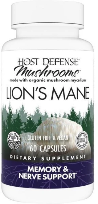 호스트 디펜스 버섯 사자갈기 두뇌 건강 지원 보조 캡슐 집중력 및 기억력 향상 면역 신경계 지원제 60캡슐, 1개, 120정 - 쿠팡
