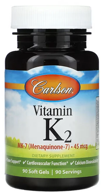 Carlson 칼슨 비타민 K2 MK-7 45mcg 소프트젤 90정 메나퀴논, 1개 - 쿠팡