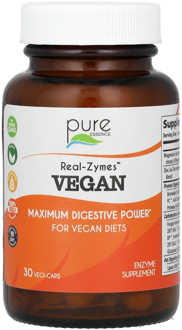 Pure Essence Real-Zymes Vegan 30 Vegi-Caps, 1개, 30정 - 쿠팡