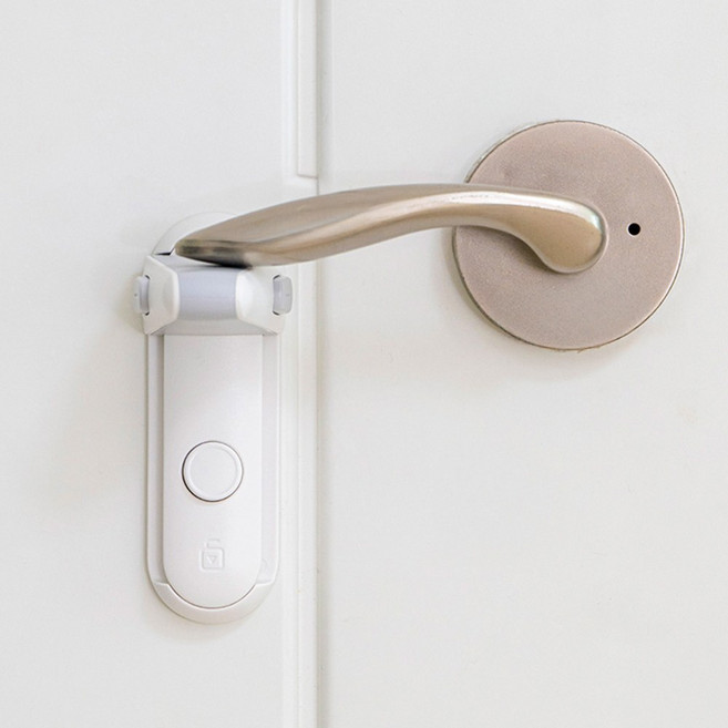 아가드 레버형 도어 잠금장치 무타공 3단 문열림방지 손잡이 안전잠금장치, 상세설명 참조