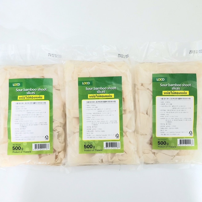 SOUR BOMBOO SHOOT SLICES 태국 죽순편 죽순슬라이스 / 500g, 3개
