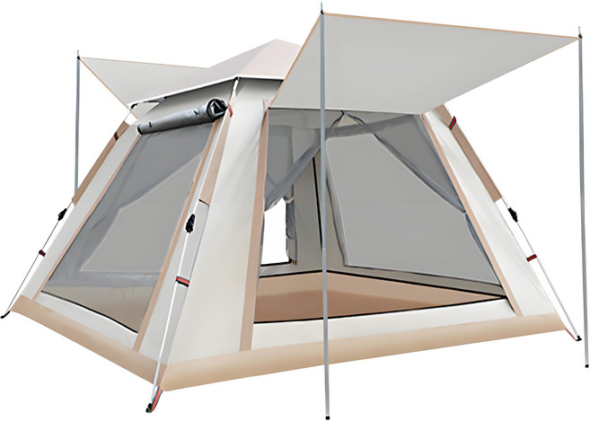 안노억 캠핑텐트 원터치 전자동 4각 돔 그늘막텐트, 베이지, 3-4인용