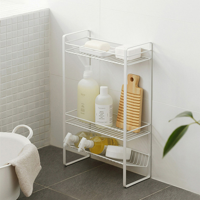 모먼트심플 욕실 선반 무타공 화장실 수납 정리대 3단 드라이기 거치대, 1개