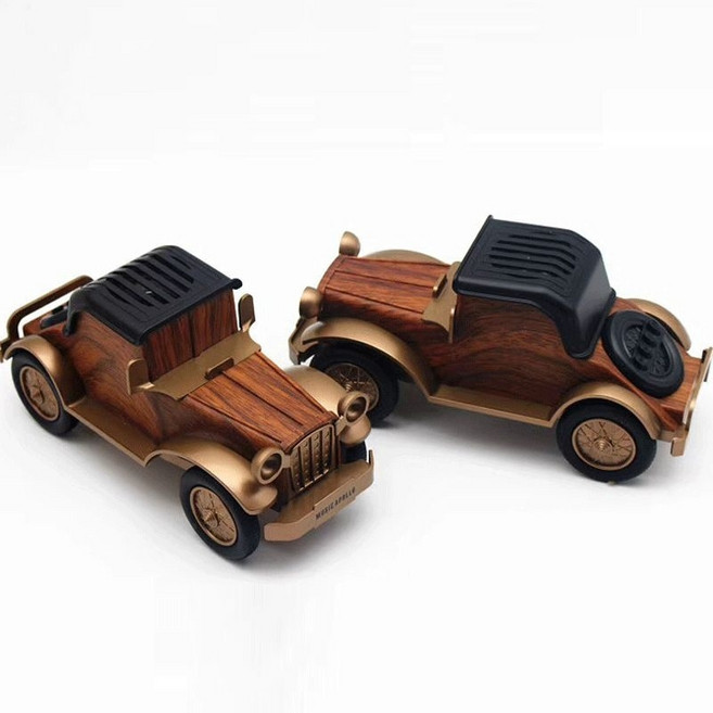 빈티지 자동차 모양 스피커 우드 자취방 블루투스 카페 인테리어 엔틱 원룸 거실 스피커, 1개