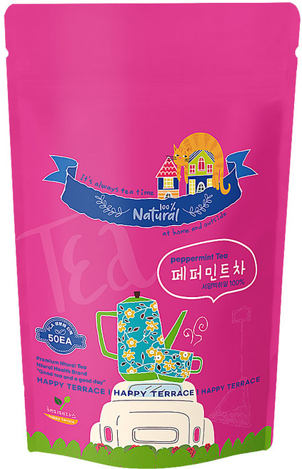 50티백 페퍼민트차 삼각티백 허브차, 1개, 50개입, 1g