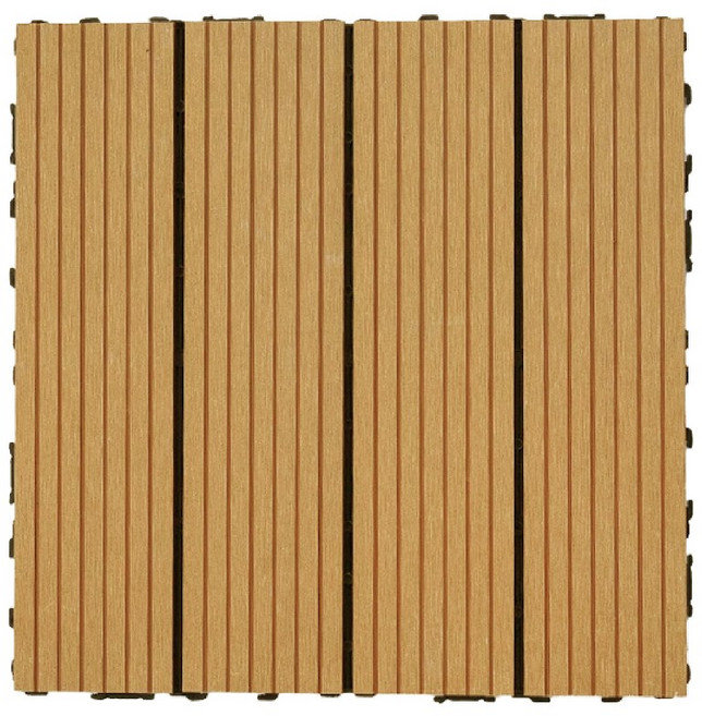 塑木地板 陽台拼接地板 防潮防腐 卡扣地板, 1個, 直紋-咖啡30x30cm/單片