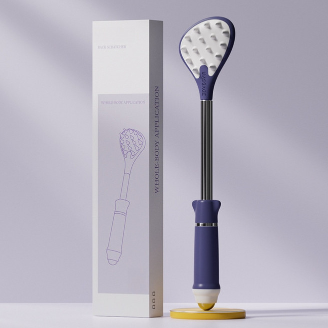 신테리어 휴대용 고급 효자손 실리콘 저자극 등긁개 4단 길이조절 박스포장 어버이날선물, 퍼플, 1개