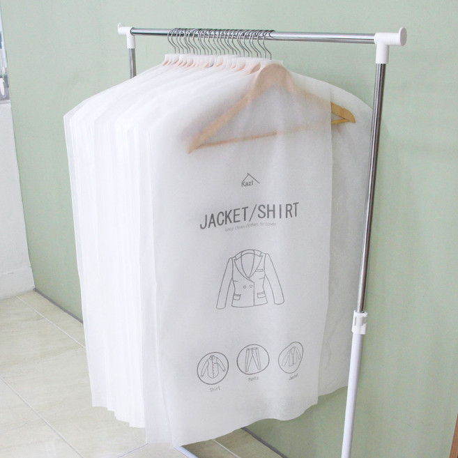 올리오 화이트 부직포 투명창 베이직 옷 의류 덮개 보관 커버 양복 20장, 20개입, 1세트