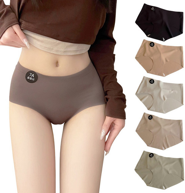 7A 桑蠶內褲 中腰三角褲 舒適包覆貼合 無痕親膚透氣, 拿鐵