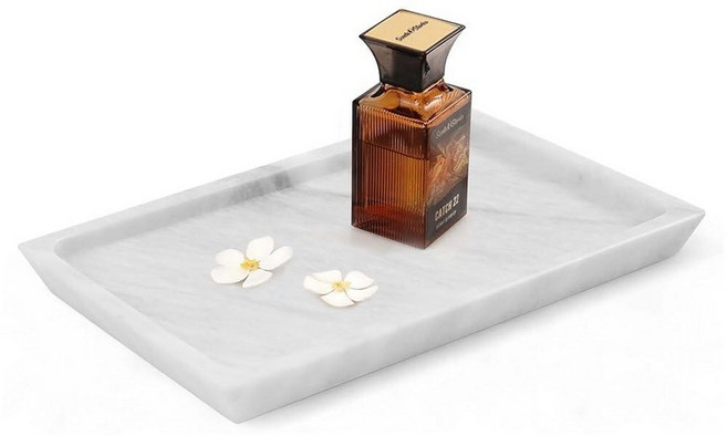 Radicaln 대리석 서빙 트레이 30.5cm(12인치) 화이트 핸드메이드 직사각형 파티용 모던 과일 및 볼 엔터테인먼트 카페테리아 음식 트레이용 382653