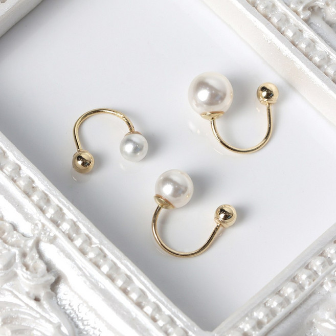 오로프 전체 14K 금 프리미엄 고급 진주 U자형 4mm 5mm 6mm 투웨이 피어싱