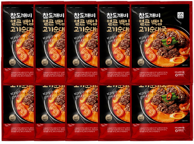 참도깨비 순살고기 듬뿍 백암 얼큰순대국 640g 국내산 토종고기순대와 국내산 탕육 가득, 10개, 600g