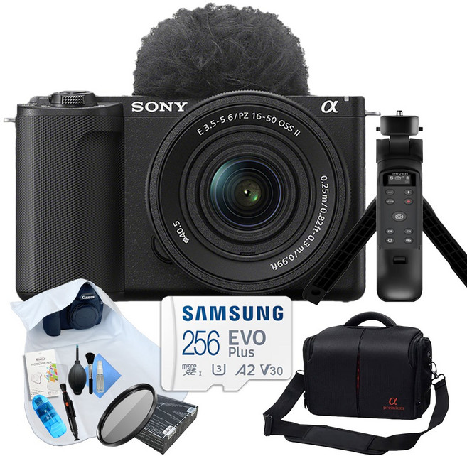 [포토리뷰이벤트] 소니 ZV-E10 + 16-50mm II 브이로그 9종 패키지 (256GB 메모리/ OLED 무선 슈팅그립/ 슬림 MCUV 40.5 필터), 블랙
