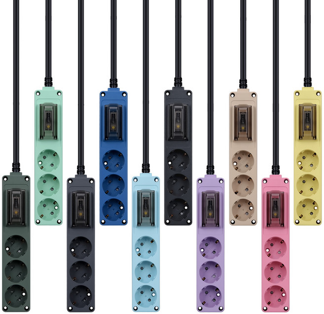 현대일렉트릭 4000W 고용량멀티탭 안전콘센트 누전차단 3구 오브제, 1개, 카키, 1.5m