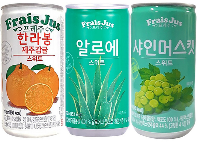 YZone_미니캔음료 프레주 한라봉 제주감귤 스위트 알로에 샤인머스켓 과일주스, 90개, 175ml