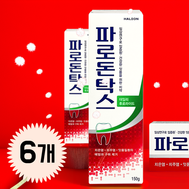 파로돈탁스 데일리 후로라이드 치약, 150g, 6개