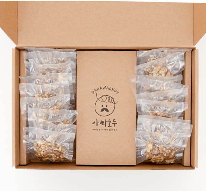 대단한농부 아빠호두 진공포장 국내산 햇호두 조각호두 견과류 결혼 돌 답례품 명절 선물 이유식 수험생 다이어트 건강 간식, 20개, 20g