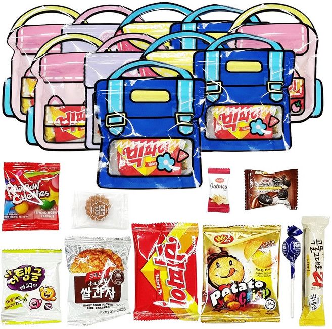 개별포장 어린이날 간식꾸러미 간식선물 간식세트, 10개, 6-3. 마이구미+빅파이+레인보우츄스 외7개