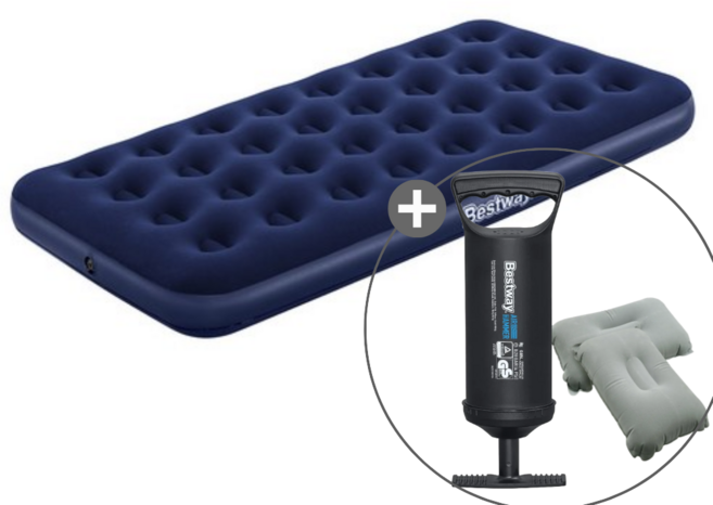 캠프빌리지 베스트웨이 에어매트+베개 2개+큰손펌프 세트, 블루(큰손펌프)