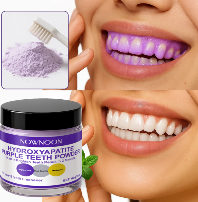 미백 치약 추천 1위 치아미백/치아 관리 파우더 흡연/커피/착색 클리닝 구강 청결제 치아미백제/퍼플 가루 치약 60g, 1개