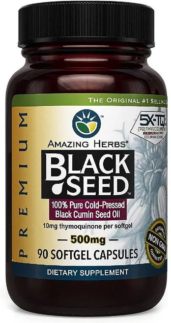 어메이징 허브 프리미엄 블랙씨드 오일 500mg 90정 Black Seed Oil, 90정 1팩, 1개 - 쿠팡