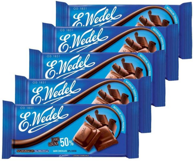 E.Wedel 초콜릿 이. 웨델 다크 80% 코코아 100g 3.5온스 5개 묶음, 씁쓸한 50% 코코아_5개 팩