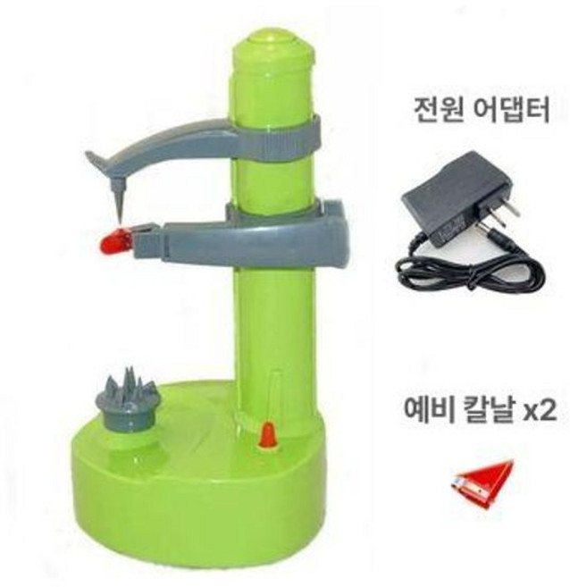 자동 과일 깎는, 1개, 그린 배터리+전원