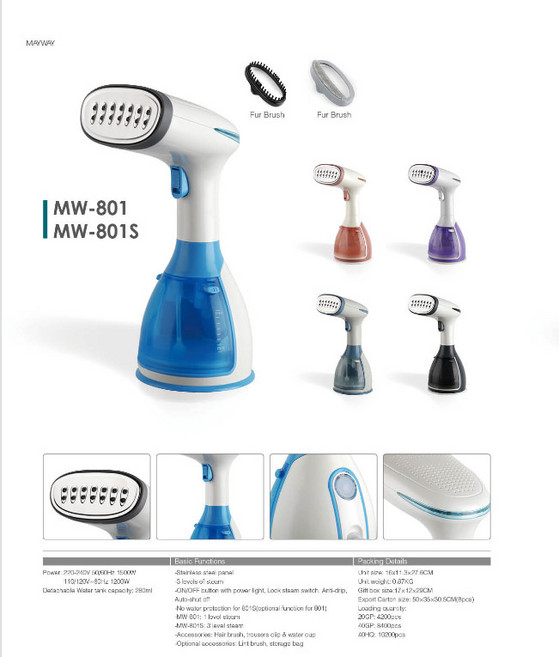 手持掛燙機乾溼兩用小型噴霧蒸汽電熨斗便攜式家用迷你便攜掛燙機, MW801藍色掛燙機:美規插頭
