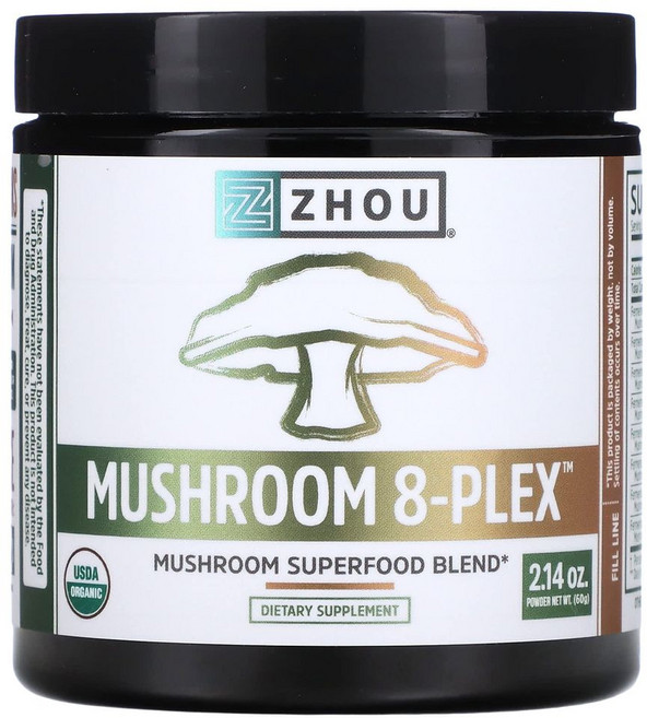 조우 머쉬룸 8-플렉스 분말 60g 슈퍼이뮨 베타글루칸 8가지 버섯 아답토젠 함유, 1병, 1개