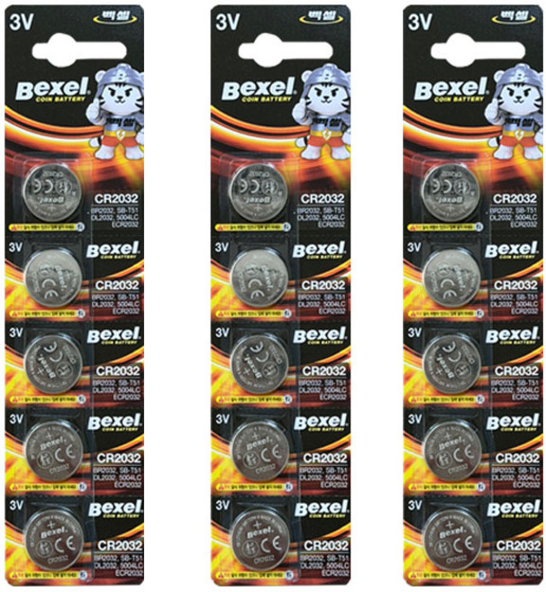 벡셀 리튬 코인 건전지 CR2032, 5개입, 3개